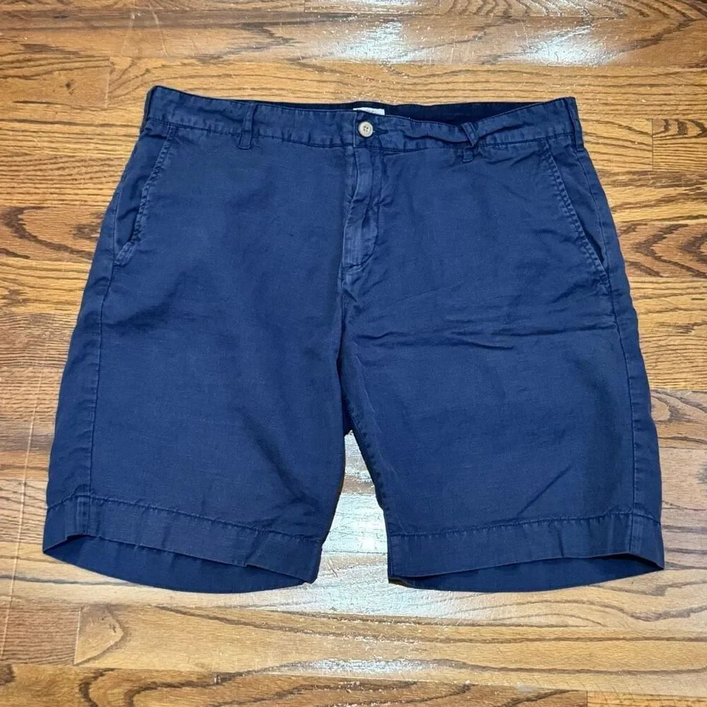 Faherty Navy Blue Linen Blend Shorts. Size 35